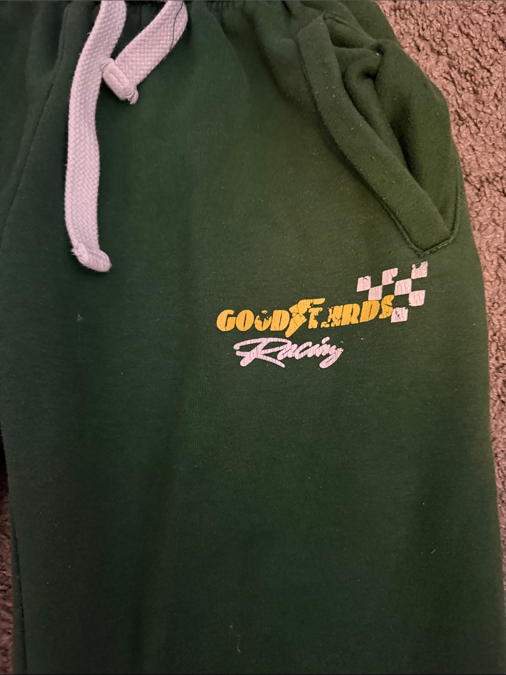 Green Sweatpants with Yellow Accent
